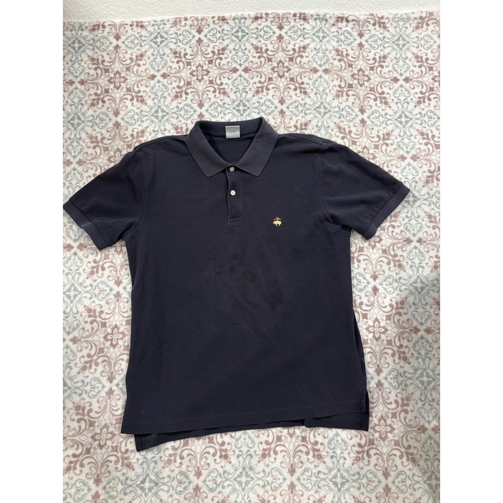 Brooks Brothers Mens Performance Polo Shirt Slim Fit Navy Blue Cotton Large